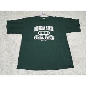 Vintage 2001 NCAA Michigan State Spartans XXL T-Shirt Final Four Spots* Distress